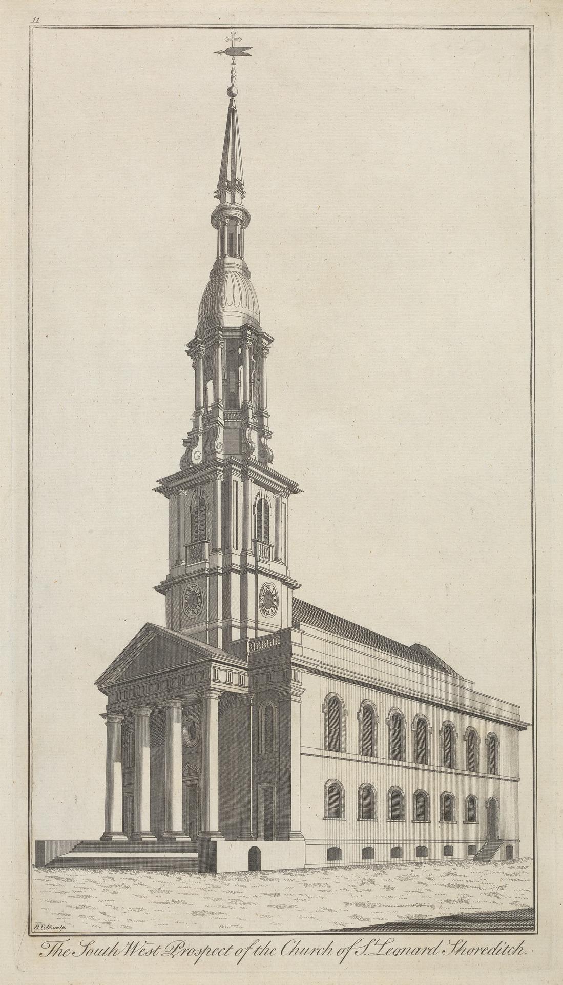 Benjamin Cole The S W Prospect of the Church of St Leonard, Shoreditch B1977.14.16132 Yale Center for British Art