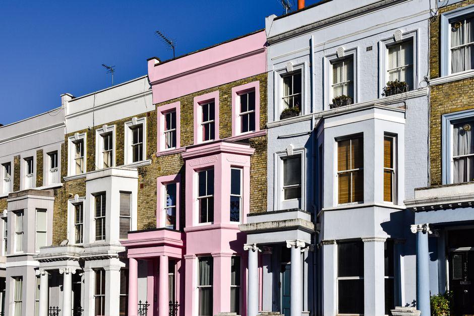 Colorful Houses in Notting Hill London England Uk