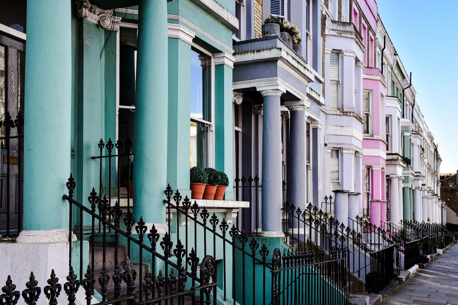 Colorful Houses in Notting Hill London England Uk