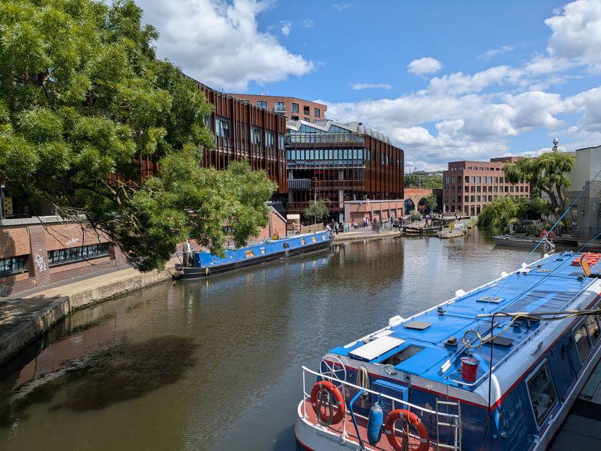 Colorful Canal Scene with Boats in Camden London