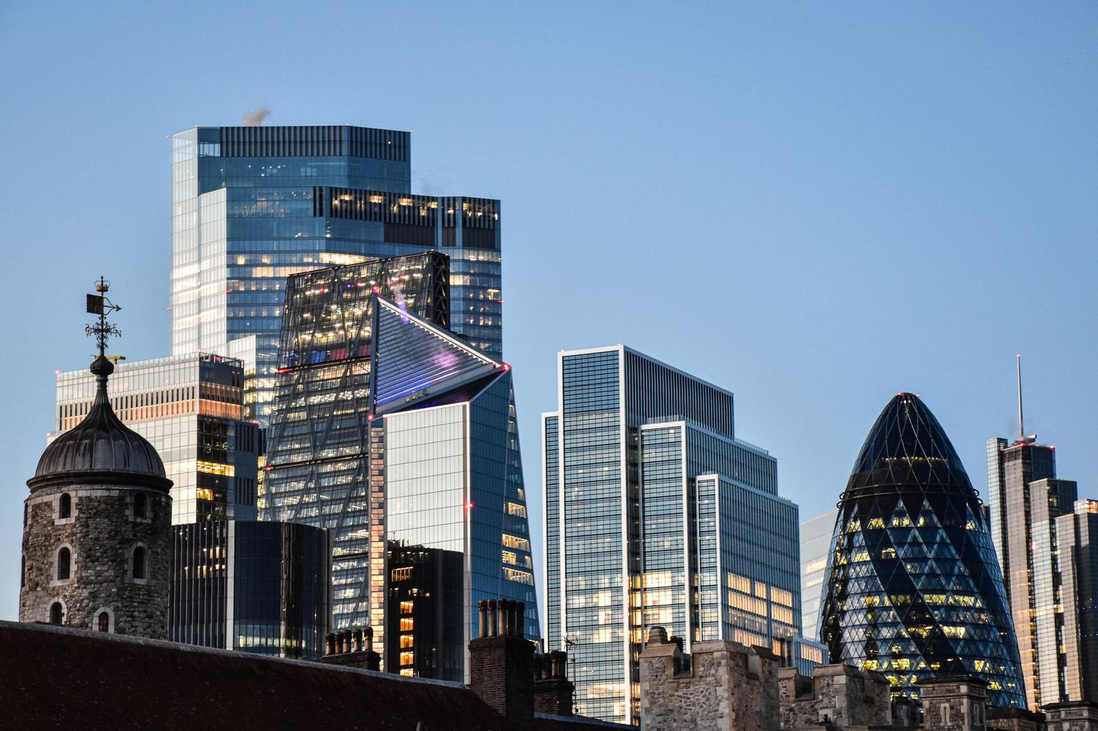 Modern London Skyline with Iconic Gherkin Building